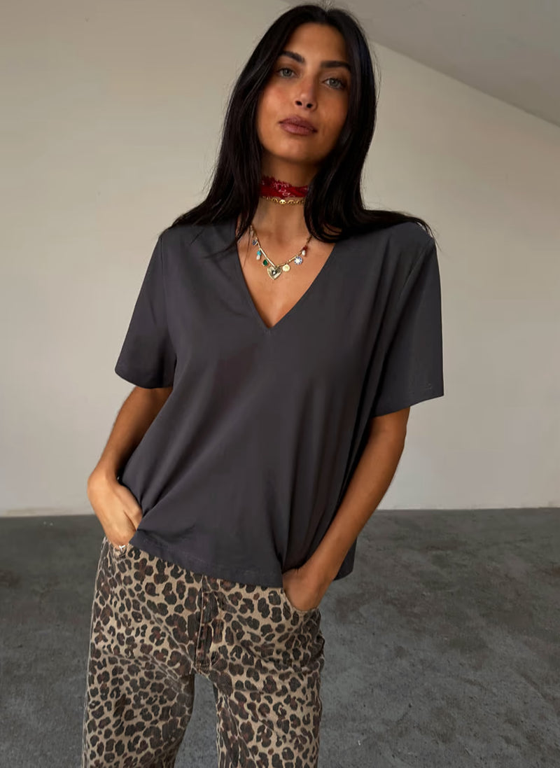 Never Fully Dressed T-Shirt With Shoulder Pads - Grey