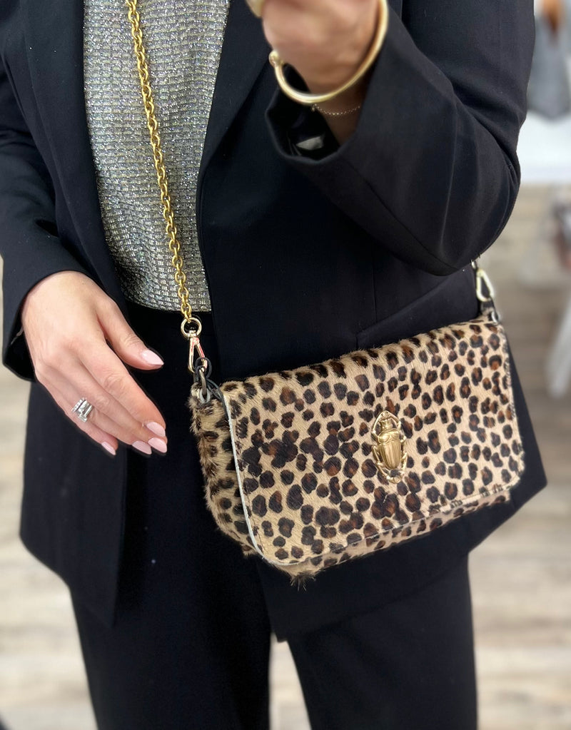 Sous Les Paves Mai Tai Cow Hair Bag - Leopard