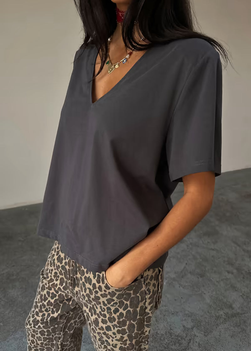 Never Fully Dressed T-Shirt With Shoulder Pads - Grey