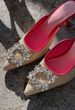Never Fully Dressed Buckle Mule Heel City Mules - Raffia