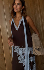 Never Fully Dressed Lace Top - Chocolate/Blue