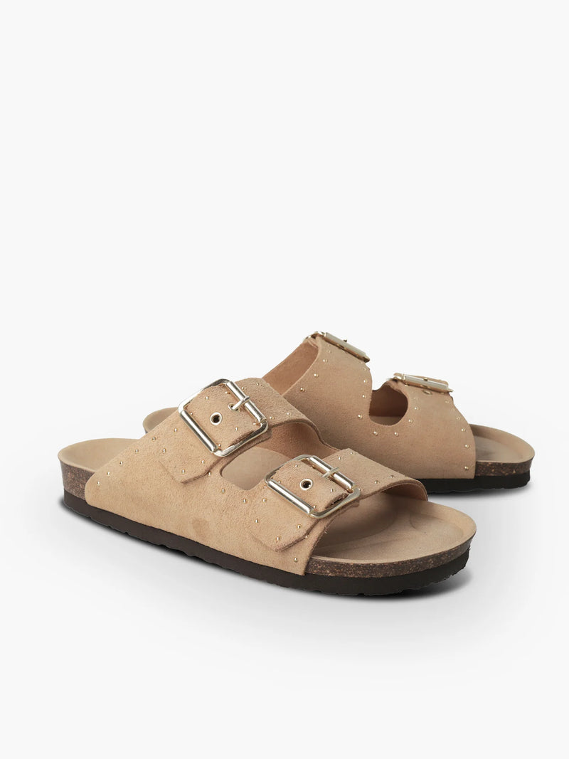 Genuins Honolulu Lead Velour Sandal - Almond