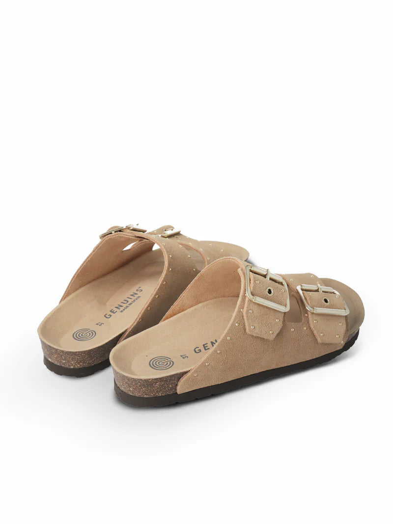 Genuins Honolulu Lead Velour Sandal - Almond