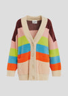 Essentiel Antwerp Gaan Fluffy Striped Cardigan - Blue/Ecru/Orange
