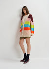 Essentiel Antwerp Gaan Fluffy Striped Cardigan - Blue/Ecru/Orange