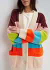 Essentiel Antwerp Gaan Fluffy Striped Cardigan - Blue/Ecru/Orange