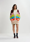 Essentiel Antwerp Gaan Fluffy Striped Cardigan - Blue/Ecru/Orange