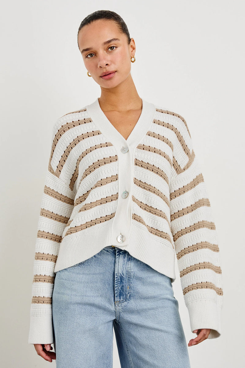 Rails Geneva Stripe Cardigan - Ivory Oat