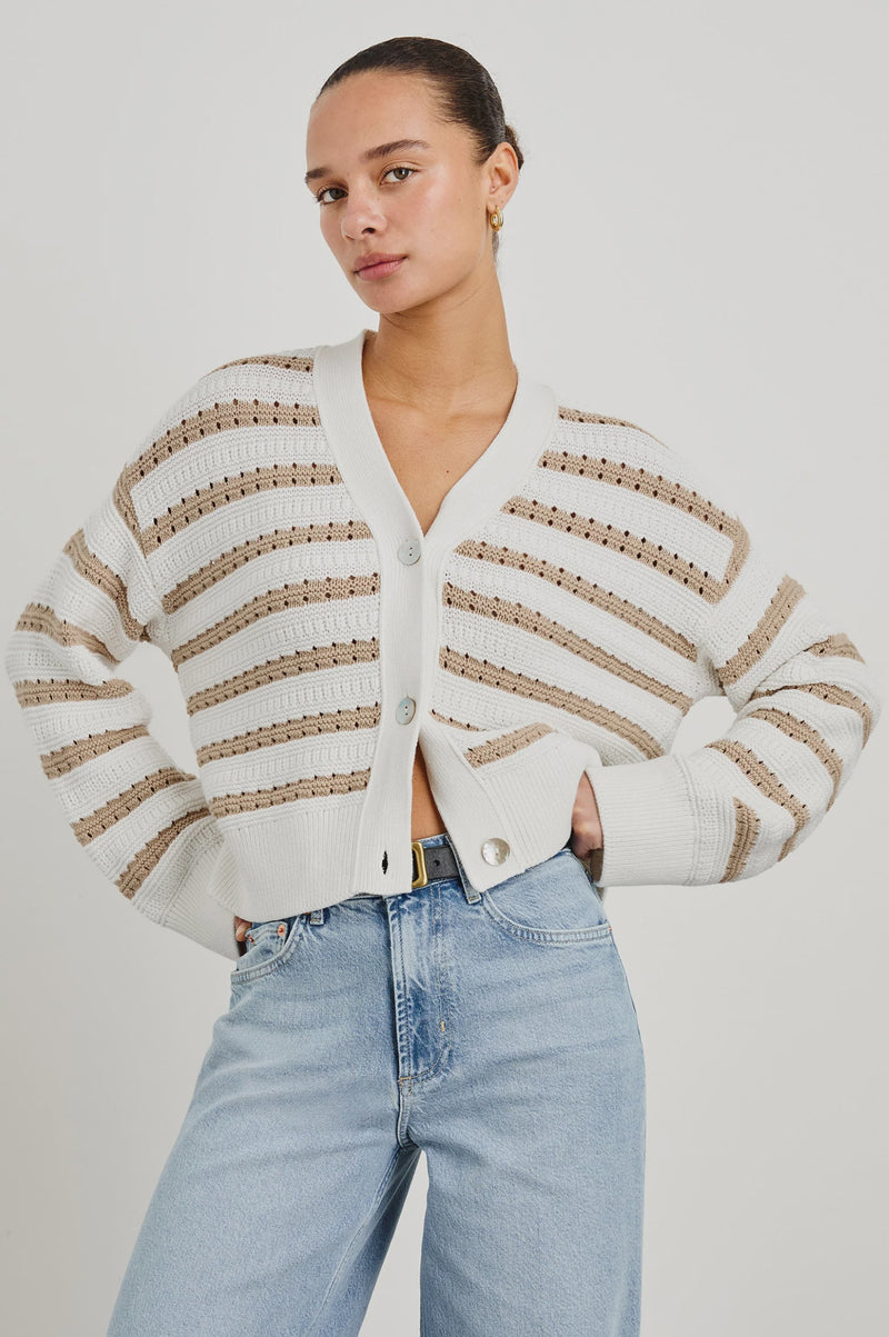 Rails Geneva Stripe Cardigan - Ivory Oat
