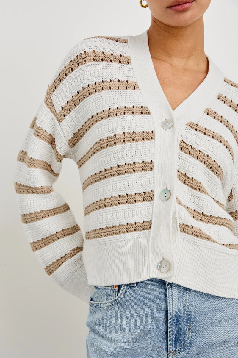 Rails Geneva Stripe Cardigan - Ivory Oat