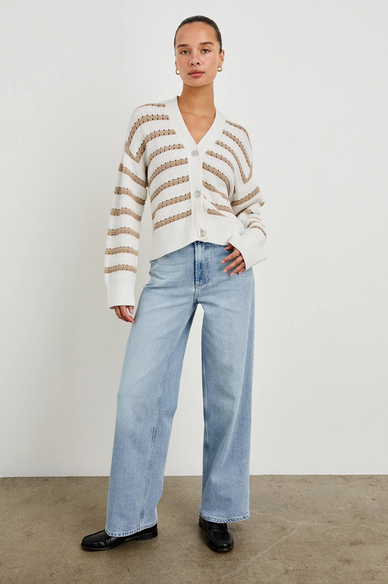 Rails Geneva Stripe Cardigan - Ivory Oat