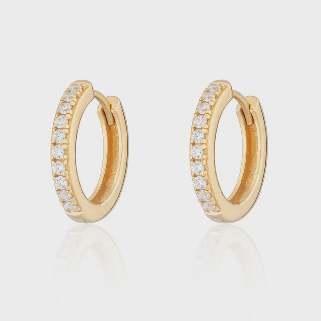 Scream Pretty Large Huggie Earrings With Clear Stones - Gold