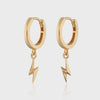 Scream Pretty Lightning Bolt Charm Hoop Earrings  - Gold