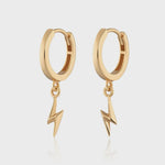 Scream Pretty Lightning Bolt Charm Hoop Earrings  - Gold