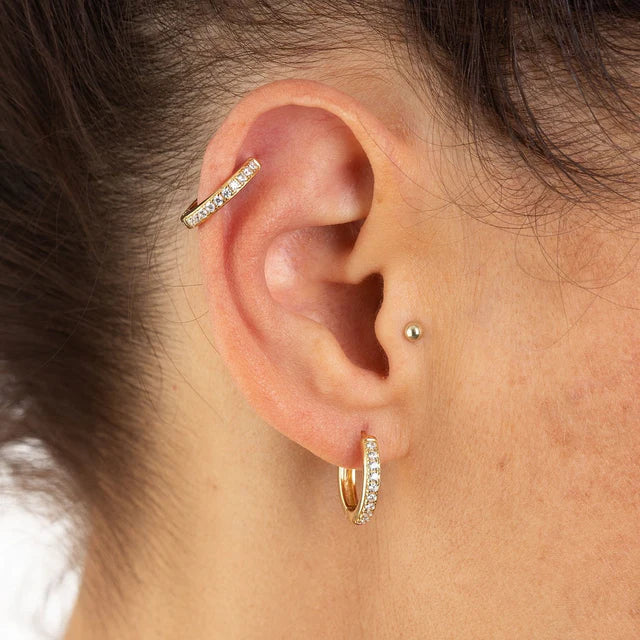 Scream Pretty Large Huggie Earrings With Clear Stones - Gold