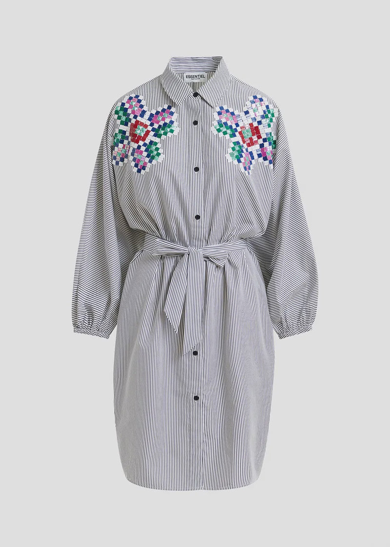 Essentiel Antwerp Hagittarius Shirt Dress - Black/Red/White