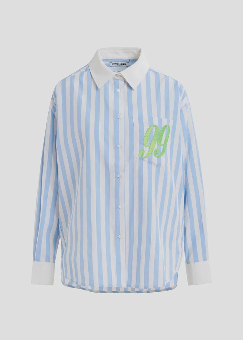 Essentiel Antwerp Halibut Striped Shirt - Blue/White/Green