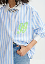 Essentiel Antwerp Halibut Striped Shirt - Blue/White/Green