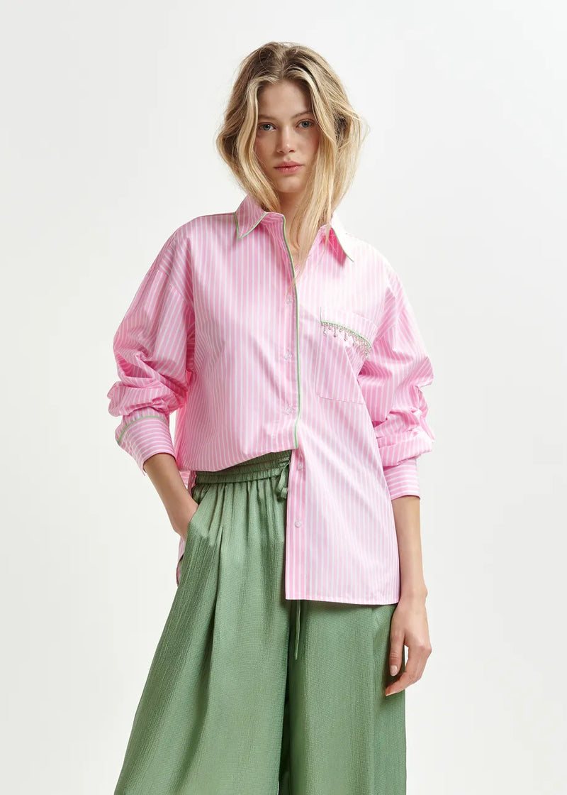 Essentiel Antwerp Hawaii Shirt - Pink/Green/White