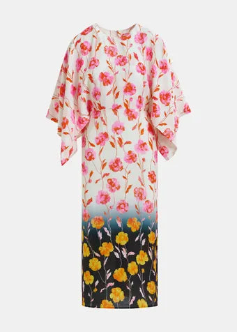 Essentiel Antwerp Hermione Floral Midi Dress - Black/Off White/Pink