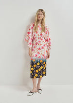 Essentiel Antwerp Hermione Floral Midi Dress - Black/Off White/Pink