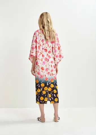 Essentiel Antwerp Hermione Floral Midi Dress - Black/Off White/Pink