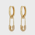 Scream Pretty Hannah Martin Safety Pin Charm Hoop Earrings - Gold