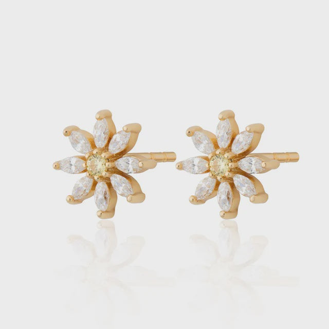 Scream Pretty Hannah Martin Sparkling Flower Stud Earrings - Gold