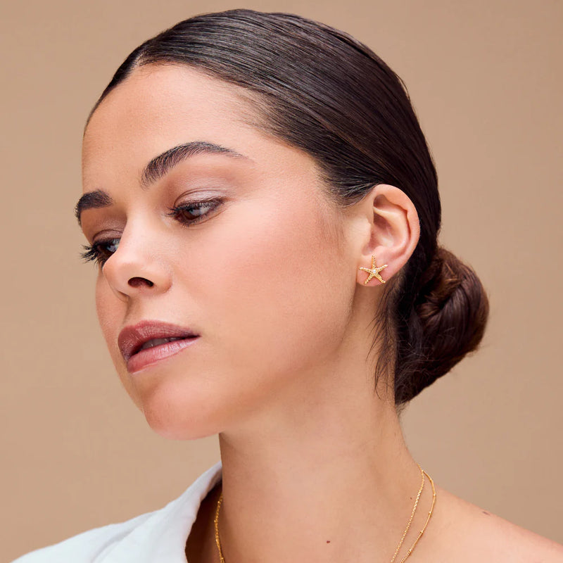 Orelia Starfish & Pearl Stud Earrings - Gold