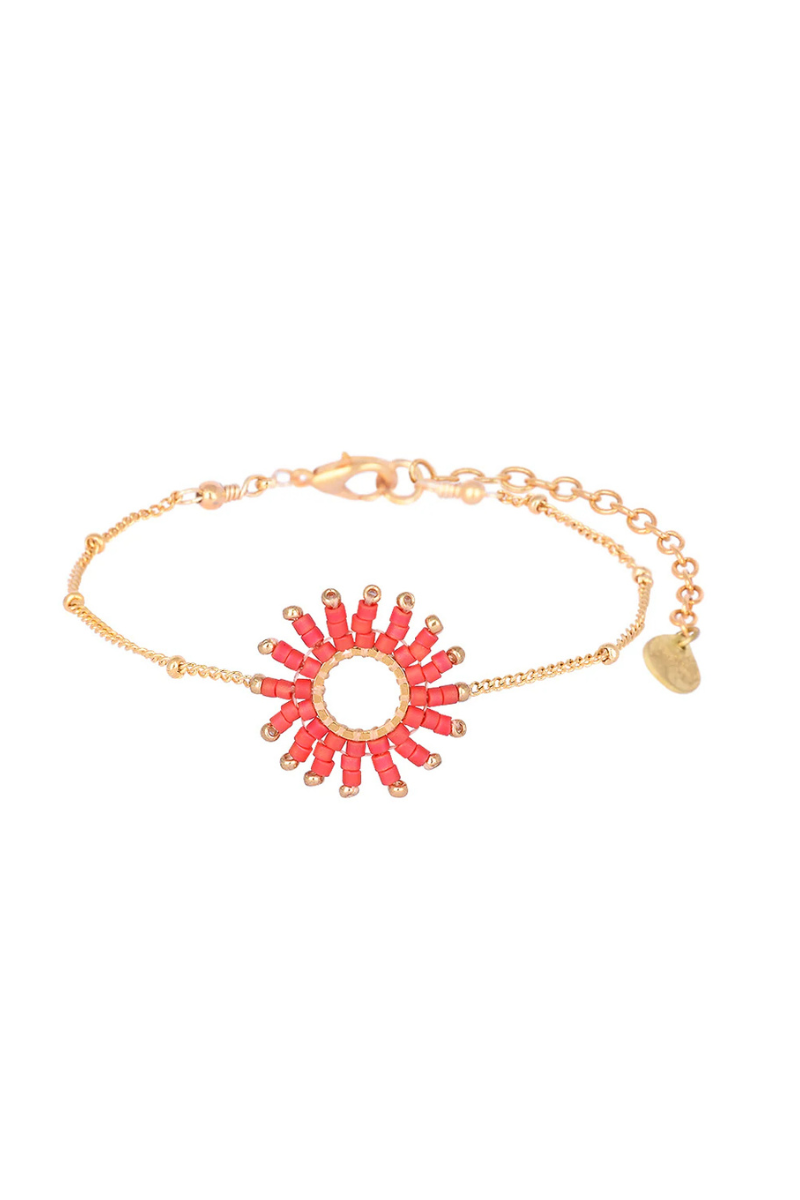 Mishky Fringe Sun Bracelet - Coral/Gold