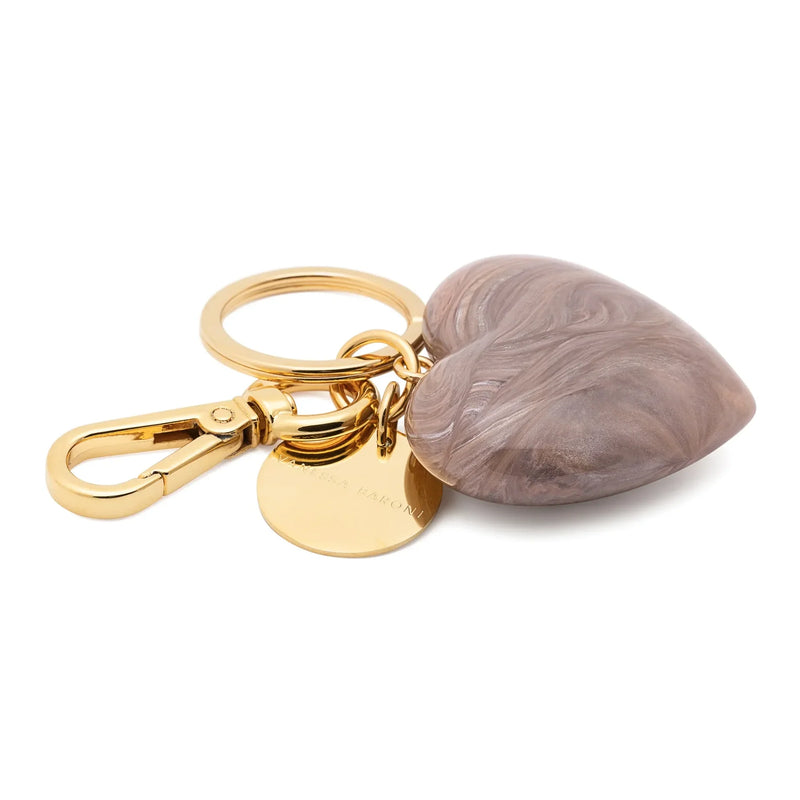 Vanessa Baroni Heart Key Chain Charm - Biancone Marble