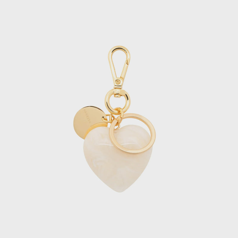 Vanessa Baroni Heart Key Chain Charm - Pearl Marble