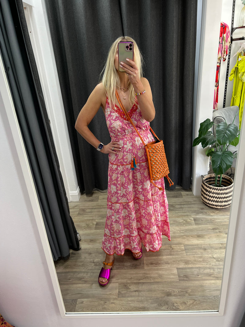 Place Du Soleil Long Dress - Pink/White