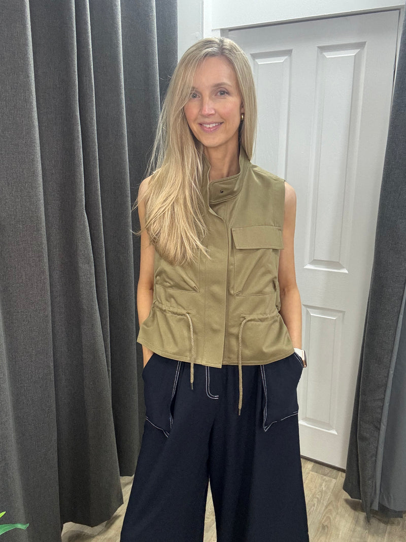 Emin + Paul Utility Vest Jacket - Khaki