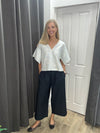 Emin + Paul Cropped Elastic Waist Culottes - Navy