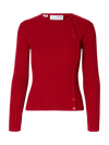 Selected Femme Helen Long Sleeve Button Knit - Equestrian Red