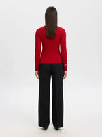 Selected Femme Helen Long Sleeve Button Knit - Equestrian Red