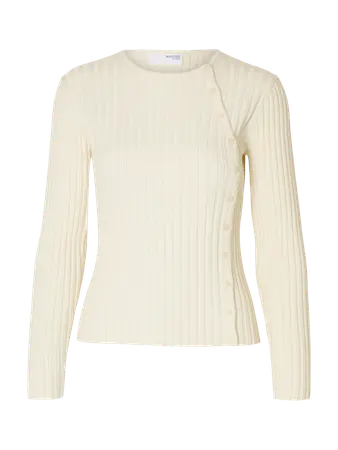 Selected Femme Helen Long Sleeve Button Knit - Birch