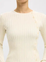 Selected Femme Helen Long Sleeve Button Knit - Birch