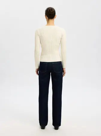 Selected Femme Helen Long Sleeve Button Knit - Birch
