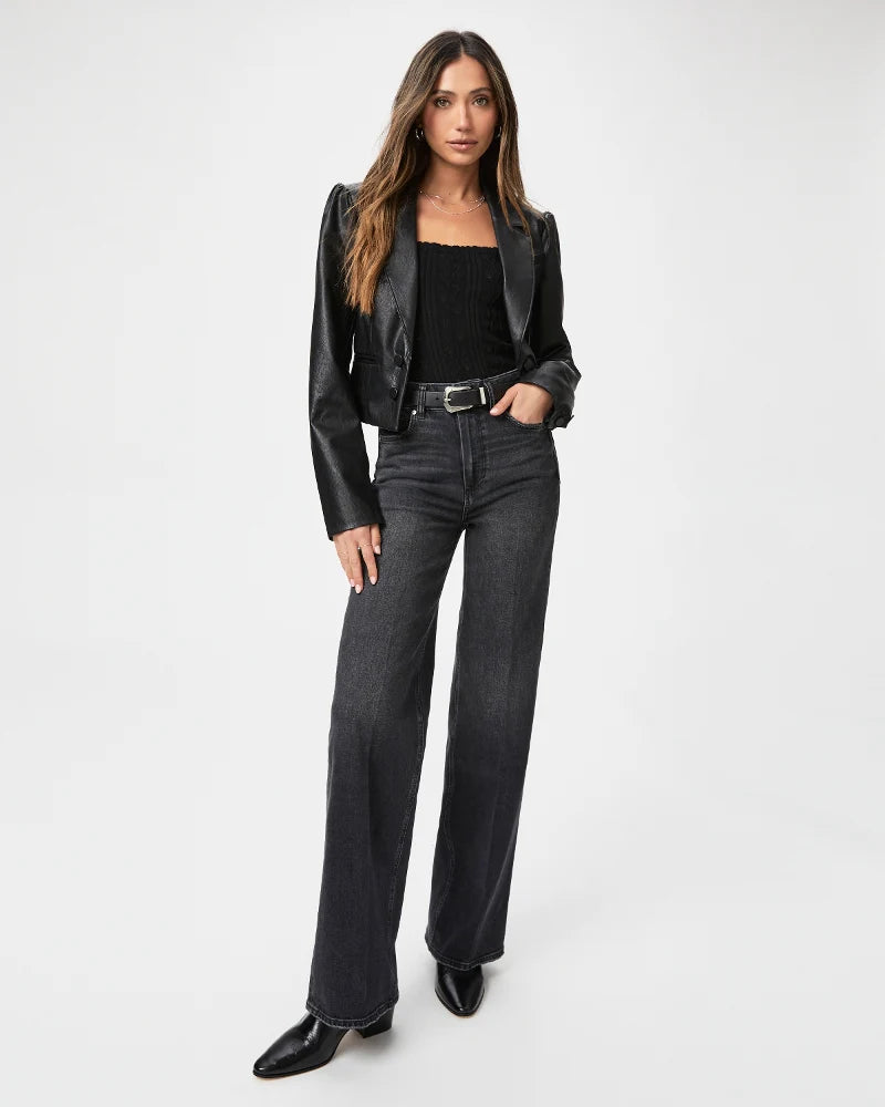Paige Sasha Wide Leg Jean - Viper Black Distressed