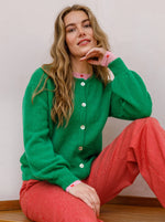 Black Colour Bella Knit Cardigan - Green