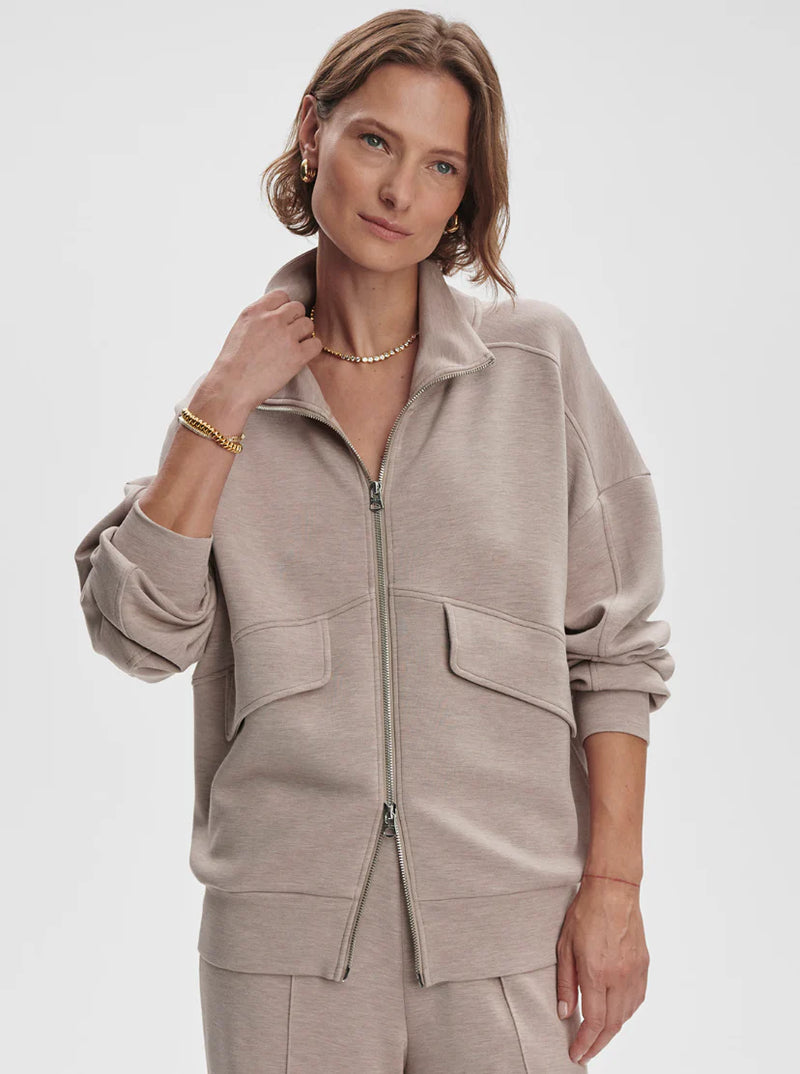 Varley Garcia Zip Through Sweat - Taupe Marl