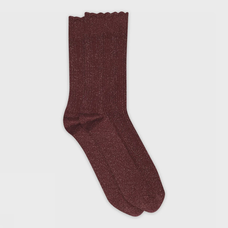 MP Denmark Julia Glitter Socks - Wine Red