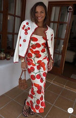 Never Fully Dressed Tomato Embroidered Cardigan - Cream