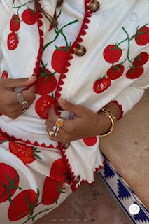 Never Fully Dressed Tomato Embroidered Cardigan - Cream