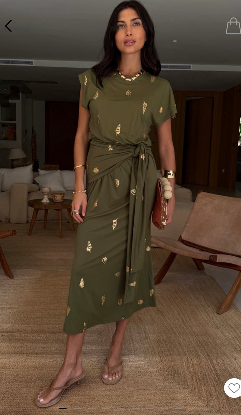 Never Fully Dressed Shell Midi Dress - Khaki