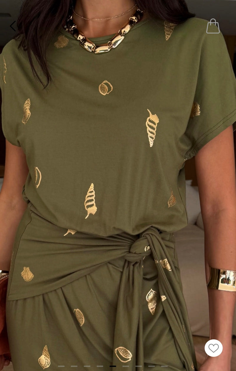 Never Fully Dressed Shell Midi Dress - Khaki