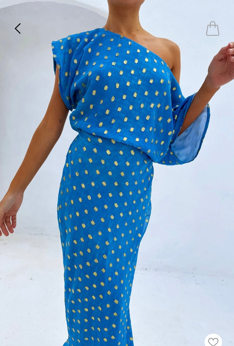 Never Fully Dressed Tilly Dress - Blue Jacquard