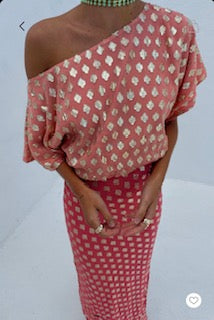 Never Fully Dressed Tilly Dress - Pink/Red Jacquard